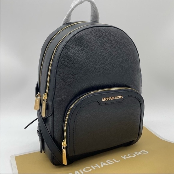 Michael Kors Jaycee Medium Pebbled Leather Backpack Black Leather Black - Picture 3 of 11